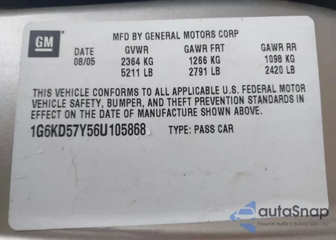 2006 Cadillac Dts from USA, damaged, VIN 1G6KD57Y56U105868